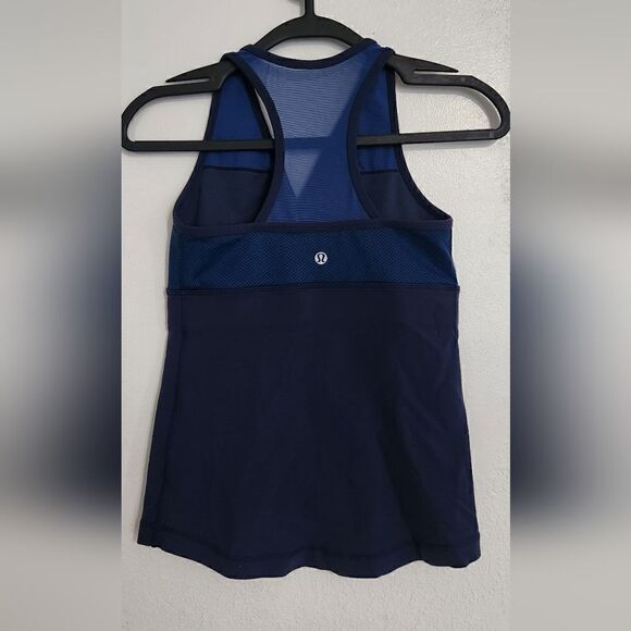 Lululemon Athletica Surplice Mesh Tank Top in Blue Size 6 - Picture 2 of 9